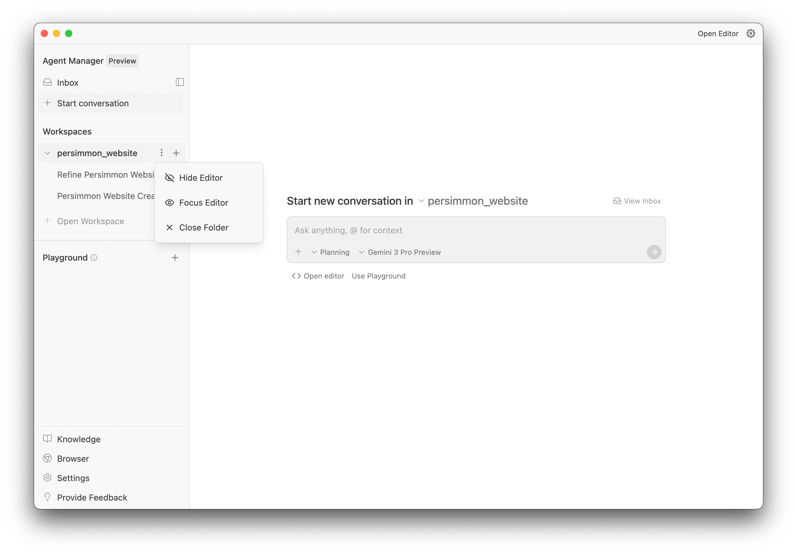 Agent Manager Editor