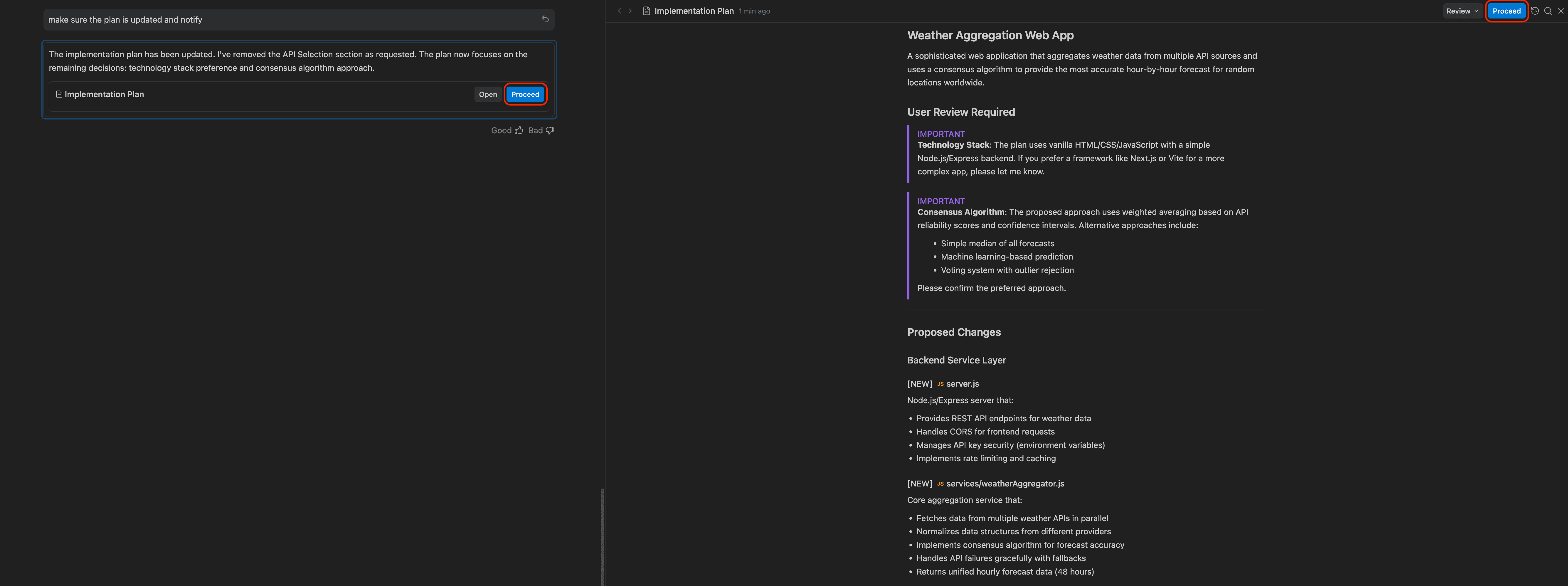 Artifact Implementation Plan Proceed