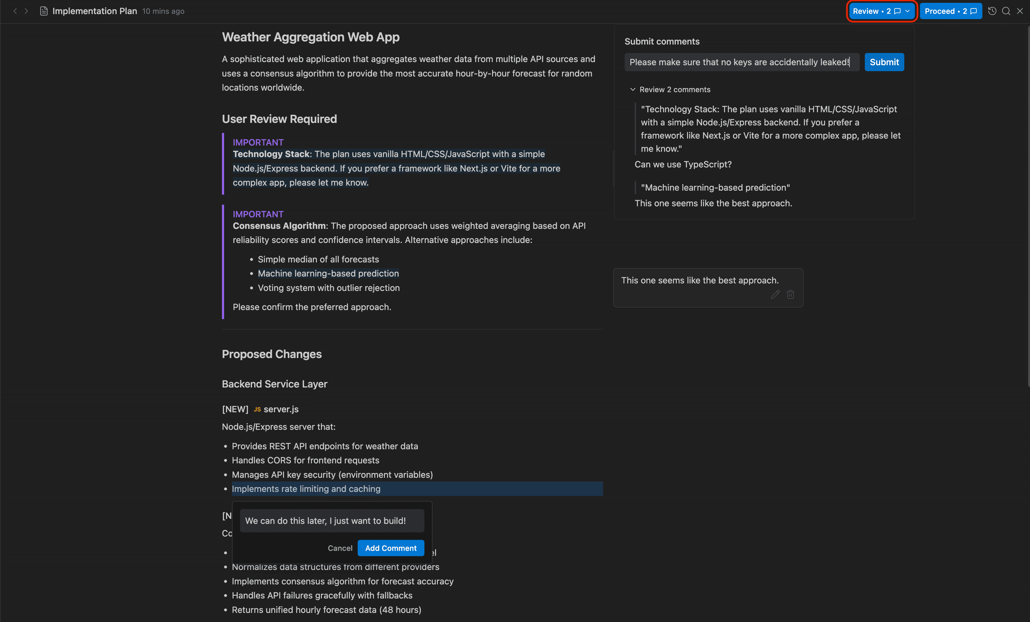 Artifact Implementation Plan Submit Comments