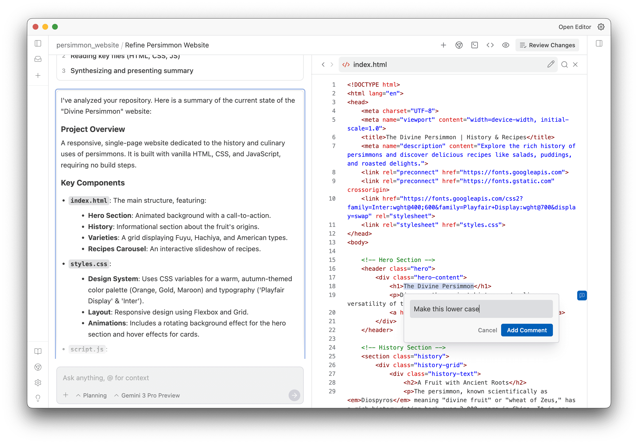 File commenting manager