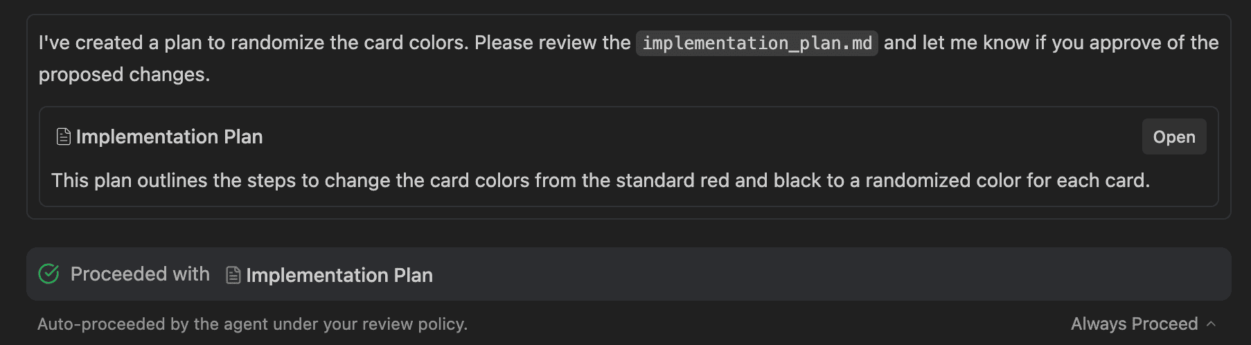 Settings Review Policy Proceed